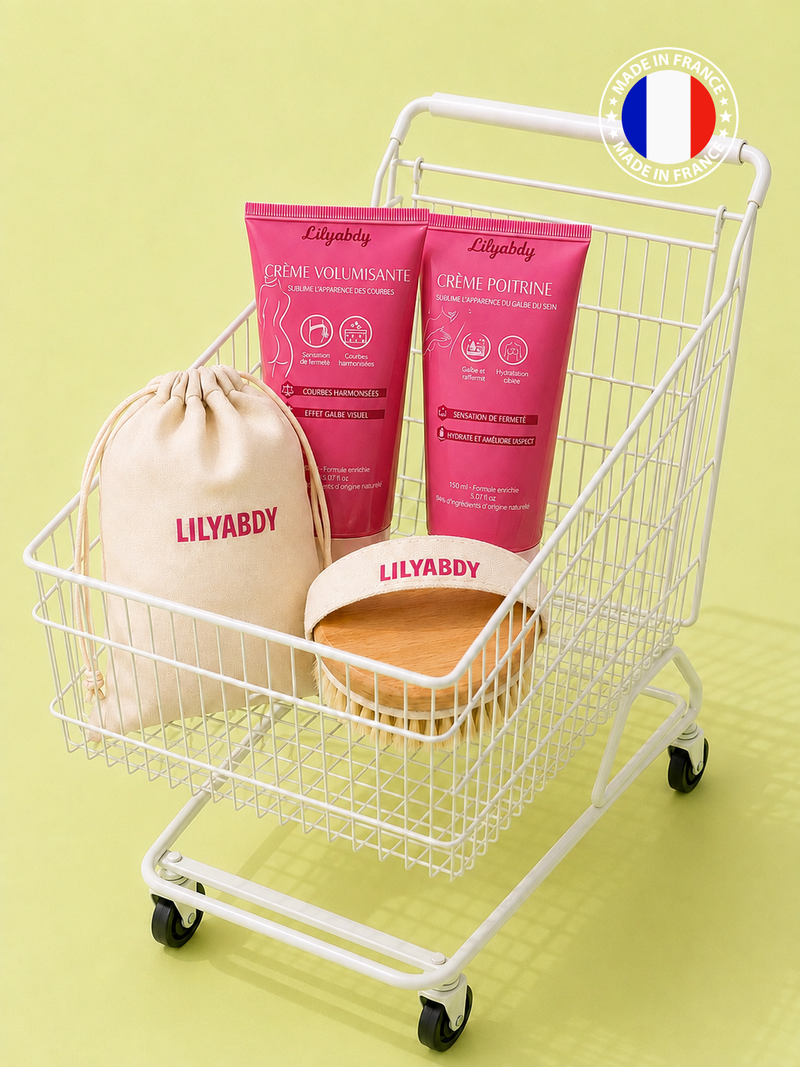 Pack Lilyabdy avec crème poitrine crème fesses et hanches et brosse pour prendre soin et galber la silhouette féminine
