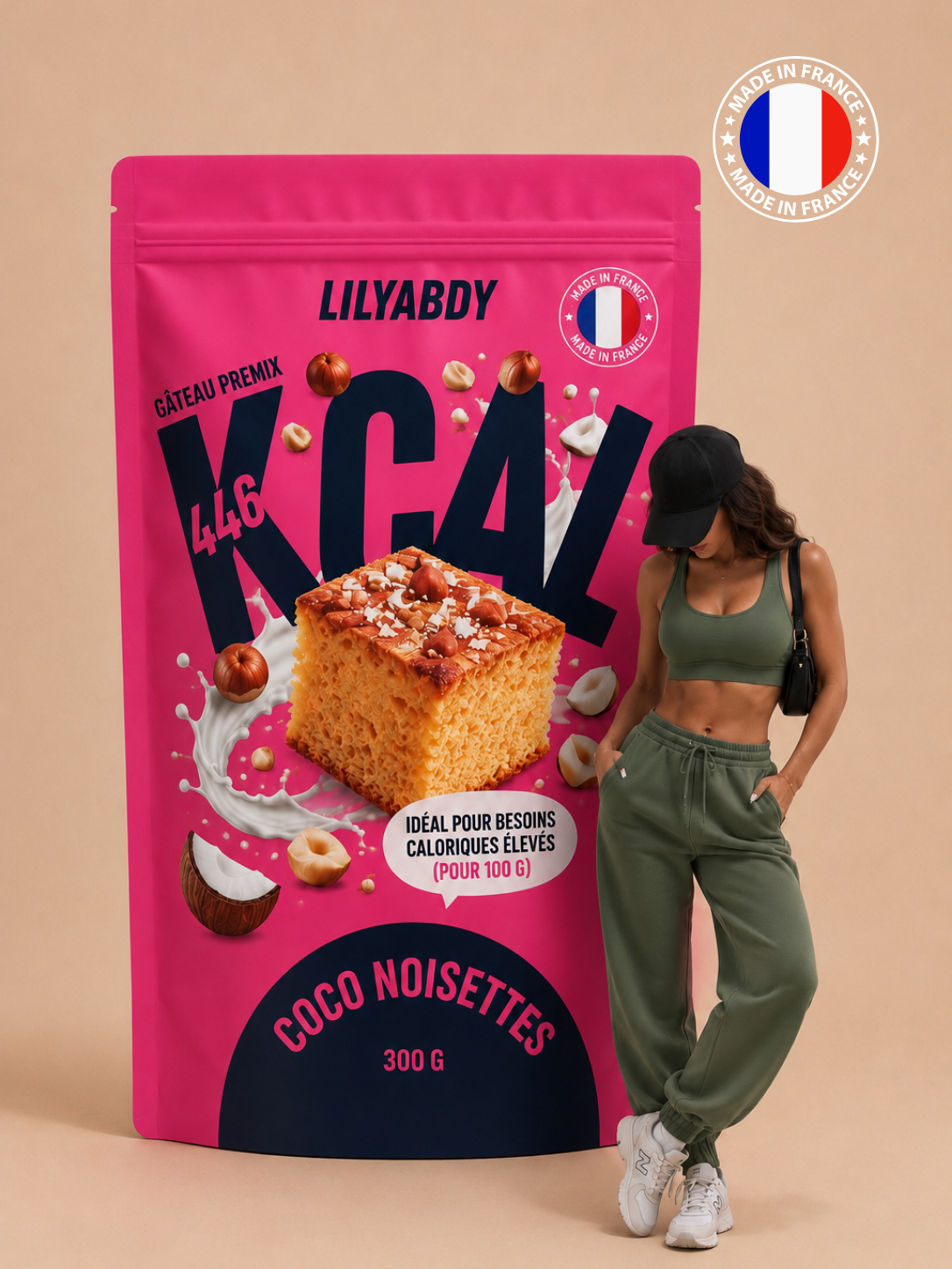 préparation gâteau hypercalorique coco noisette 446 kcal pour prise de poids et apport calorique rapide