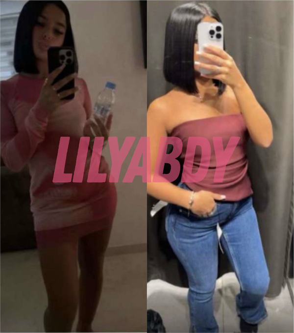 Avant après prise de poids femme avec développement des formes et de la silhouette grâce à Lilyabdy