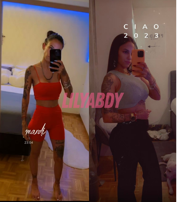 Avant après prise de poids femme avec développement de la poitrine et des formes grâce à la routine Lilyabdy