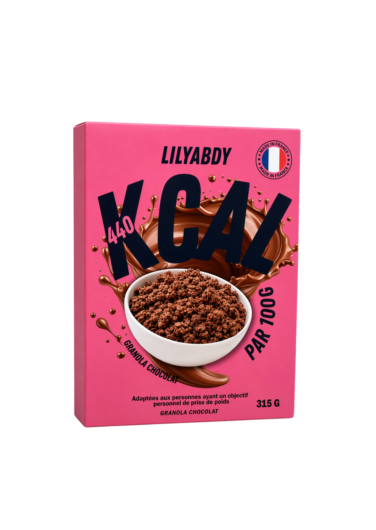 céréales granola hypercaloriques chocolat 440 kcal pour prise de poids et apport calorique rapide