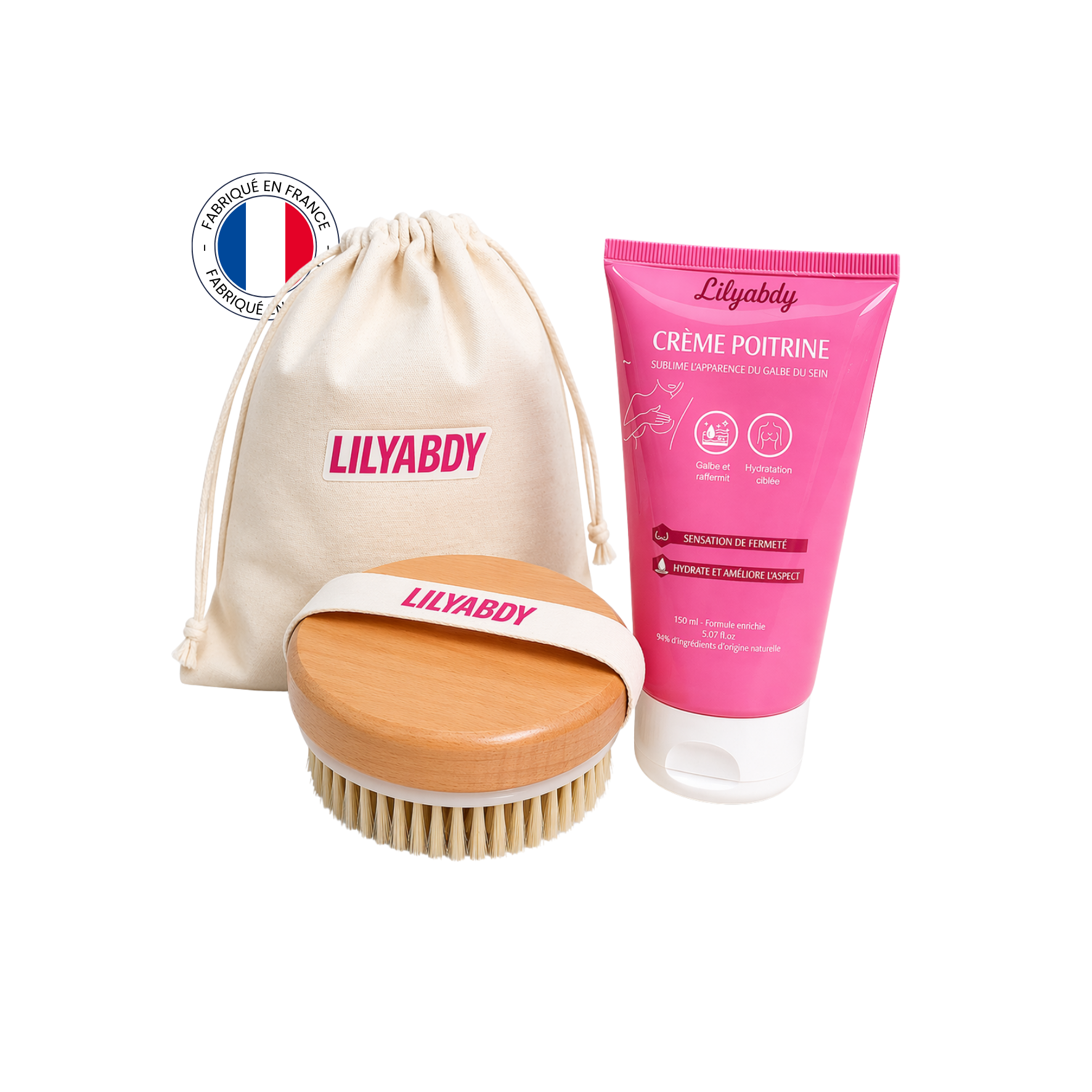 crème volume et fermeté poitrine avec brosse préparatrice pour améliorer le galbe des seins