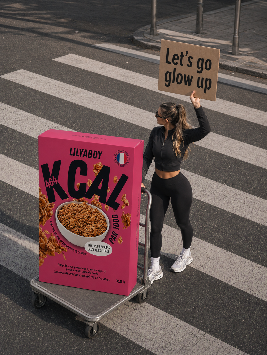 Femme présentant l’univers Lilyabdy dédié à la prise de poids et à la nutrition calorique
