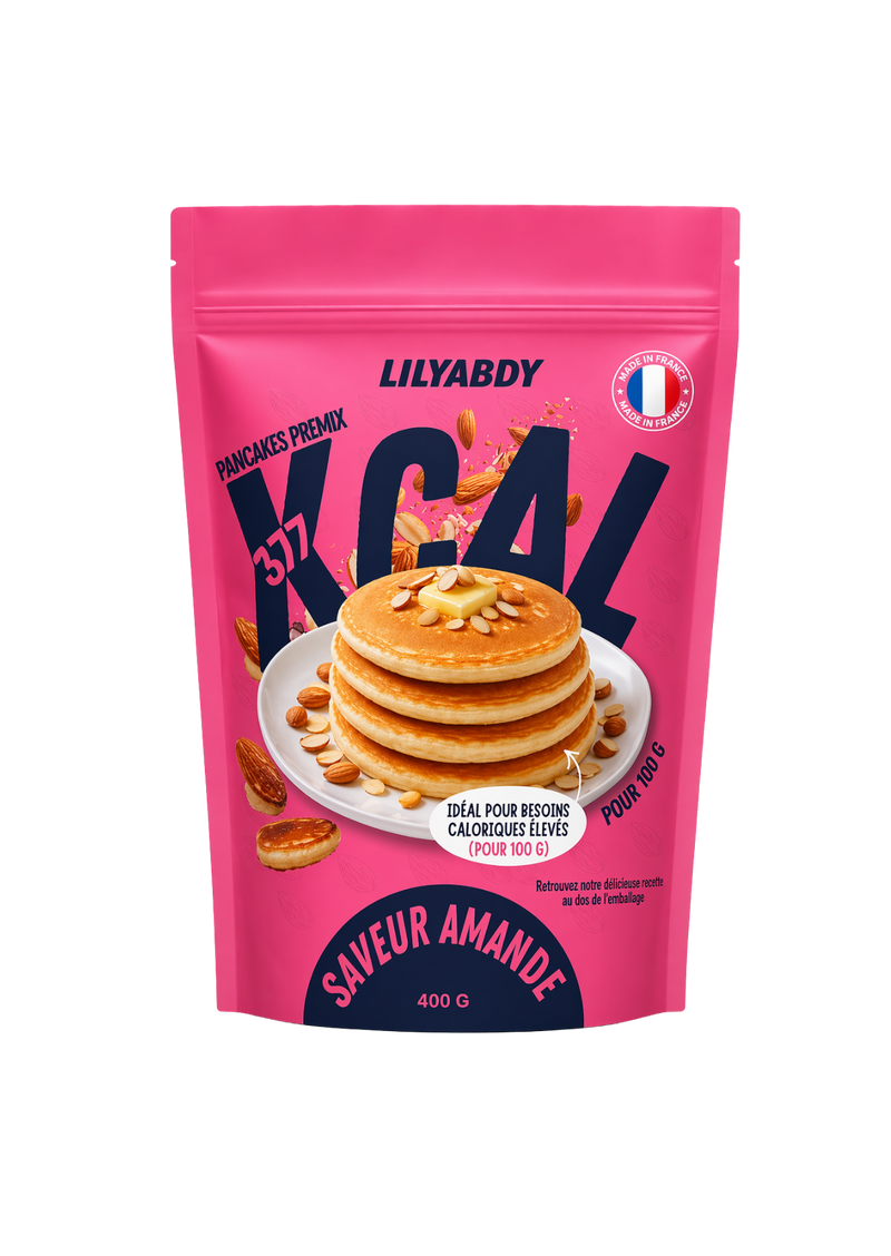 préparation pancake hypercalorique amande 377 kcal pour prise de poids et apport calorique rapide